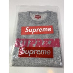 Supreme SS20 PINK Star LOGO‎ Heather Grey Short Sleeve Size Medium NWT